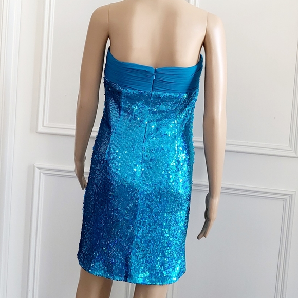 Milano Formals Turquoise Sequin Sleeveless Cocktail Dress - Size 8 - Picture 2 of 5